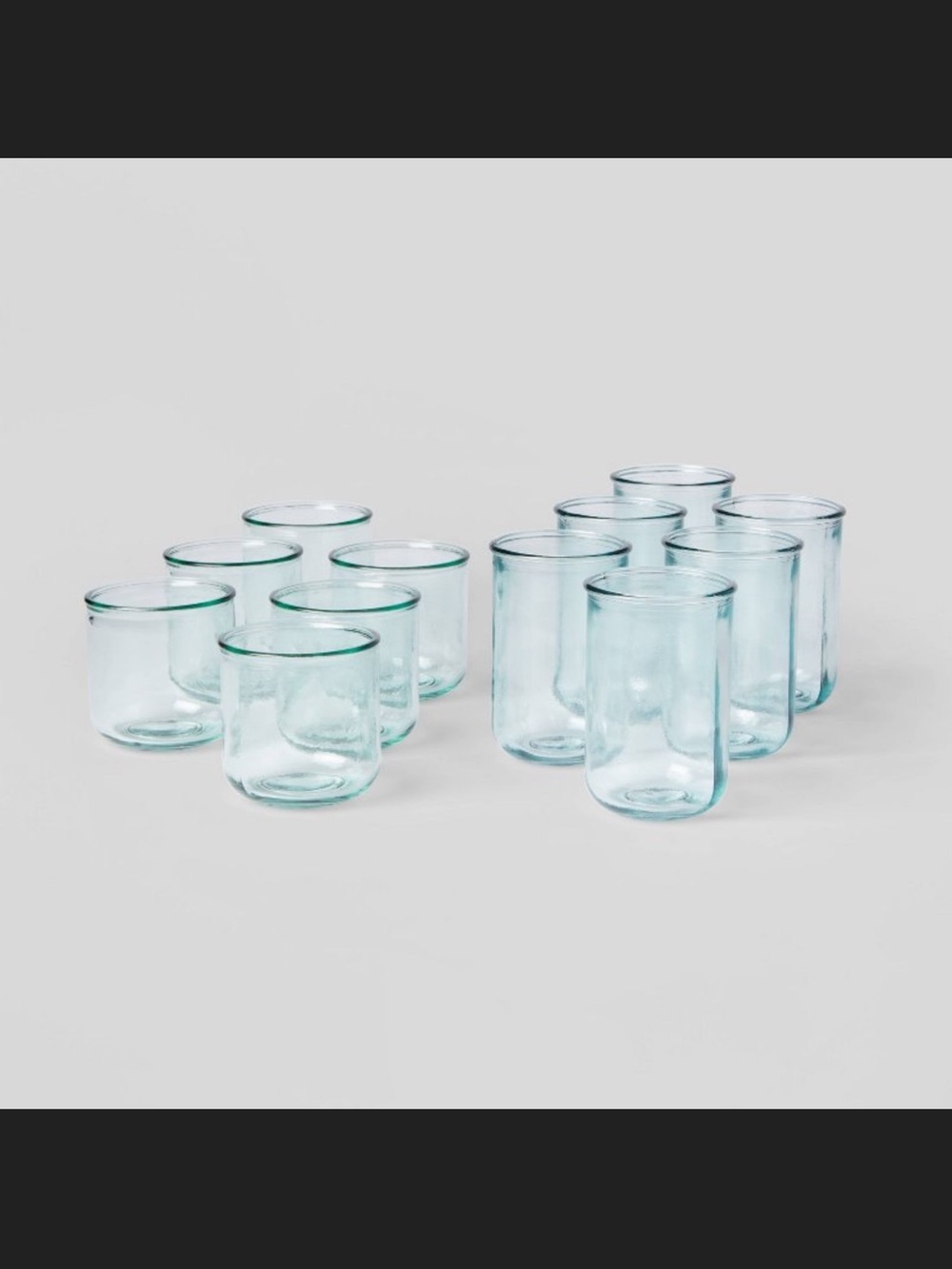 Clear Aqua Glass Tumbler Set - Two Sets 24 -Piece